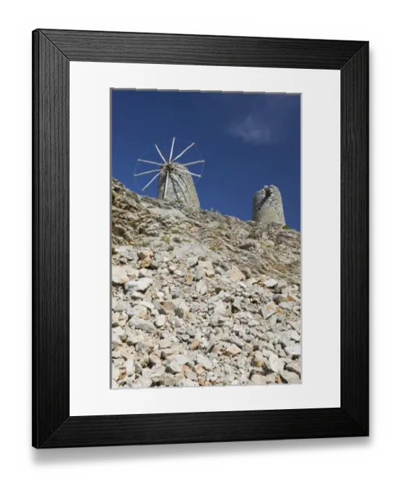 Framed Print : GREECE, CRETE, Iraklio Province, Ano Kera: Windmill Ruins above Lasithi Plateau Framed Print : GREECE, CRETE, Iraklio Province, Ano Kera: Windmill Ruins above Lasithi Plateau