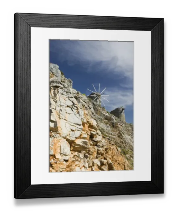 Framed Print : GREECE, CRETE, Iraklio Province, Ano Kera: Windmill Ruins above Lasithi Plateau