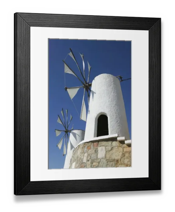 Framed Print : GREECE, CRETE, Iraklio Province, Ano Kera: Traditional Cretan Windmills