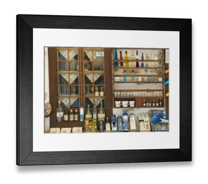 Framed Print : GREECE, CRETE, Lasithi Province, Kritsa: Ouzo Shop Display