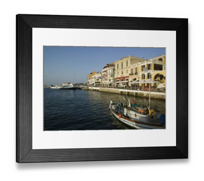 Framed Print : GREECE, CRETE, Lasithi Province, Agios Nikolaos: Town Overview  /  Late Afternoon