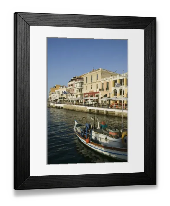 Framed Print : GREECE, CRETE, Lasithi Province, Agios Nikolaos: Town Overview  /  Late Afternoon