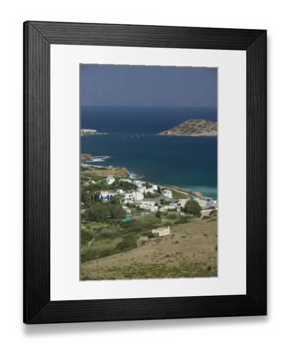 Framed Print : GREECE, CRETE, Lasithi Province, Mohlos: Resort Town View with Agios Nikolaos Island Framed Print : GREECE, CRETE, Lasithi Province, Mohlos: Resort Town View with Agios Nikolaos Island