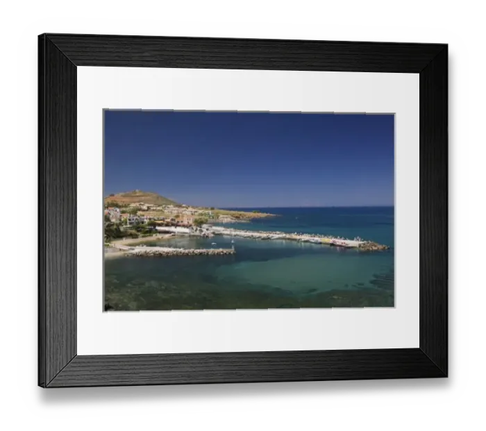 Framed Print : GREECE, CRETE, Rethymno Province, Panormo: North Coast Beach Resort, Town Pier