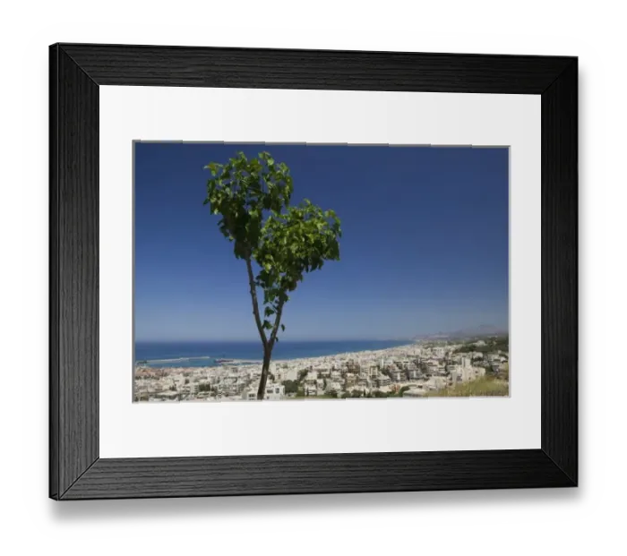 Framed Print : GREECE, CRETE, Rethymno Province, Rethymno: City View with Tree Framed Print : GREECE, CRETE, Rethymno Province, Rethymno: City View with Tree
