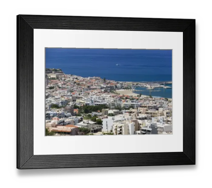 Framed Print : GREECE, CRETE, Rethymno Province, Rethymno: City View with Harbor