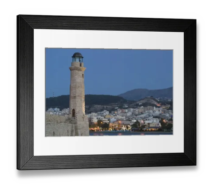 Framed Print : GREECE, CRETE, Rethymno Province, Rethymno: Venetian Harbor and Lighthouse / Dusk Framed Print : GREECE, CRETE, Rethymno Province, Rethymno: Venetian Harbor and Lighthouse / Dusk