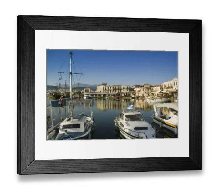 Framed Print : GREECE, CRETE, Rethymno Province, Rethymno: Venetian Harbor  /  Dawn