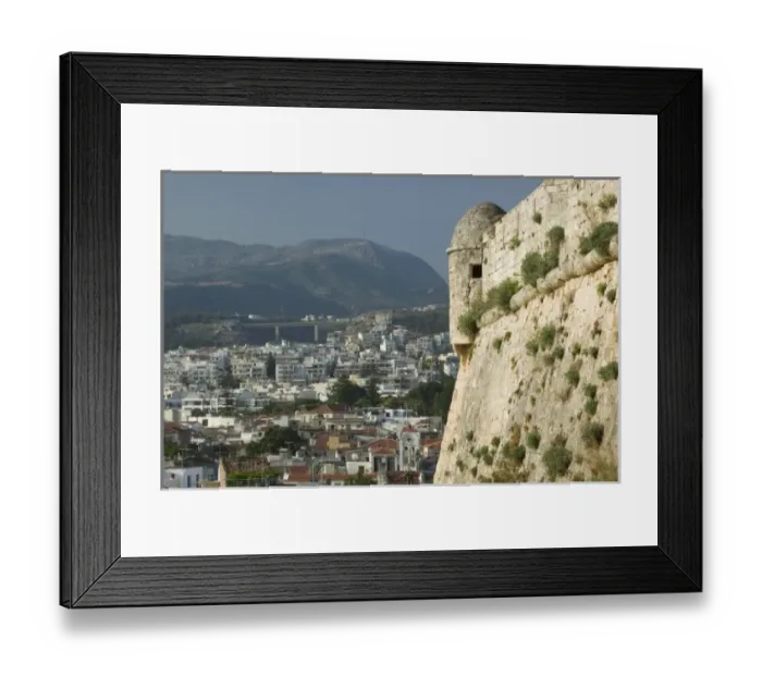 Framed Print : GREECE, CRETE, Rethymno Province, Rethymno: 16th century Fortress & Town View