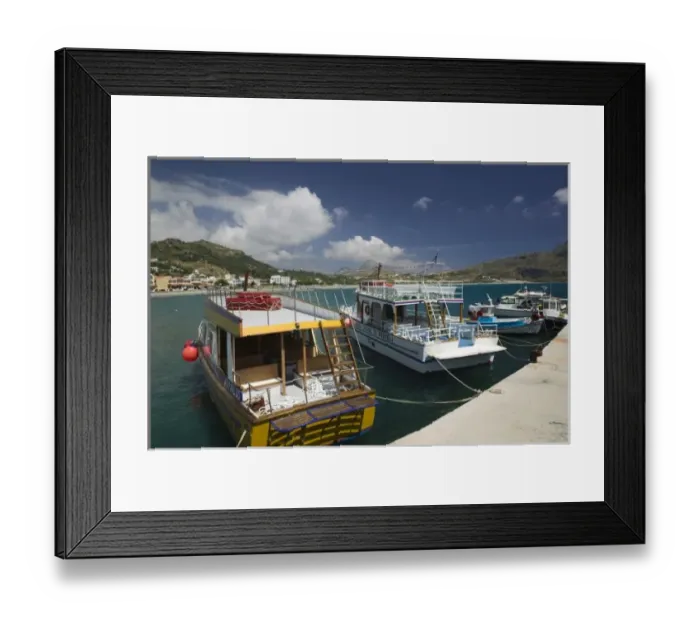 Framed Print : GREECE-CRETE-Rethymno Province-Plakias: Town and Harbor Framed Print : GREECE-CRETE-Rethymno Province-Plakias: Town and Harbor