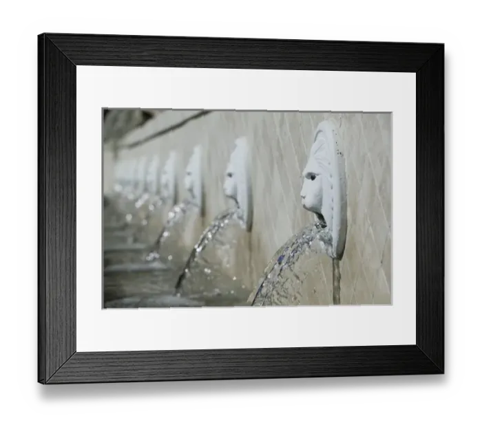 Framed Print : GREECE, CRETE, Rethymno Province, Spili: Venetian Fountain and its 19 lion heads