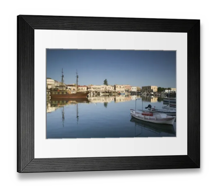 Framed Print : GREECE, CRETE, Rethymno Province, Rethymno: Venetian Harbor / Morning Framed Print : GREECE, CRETE, Rethymno Province, Rethymno: Venetian Harbor / Morning