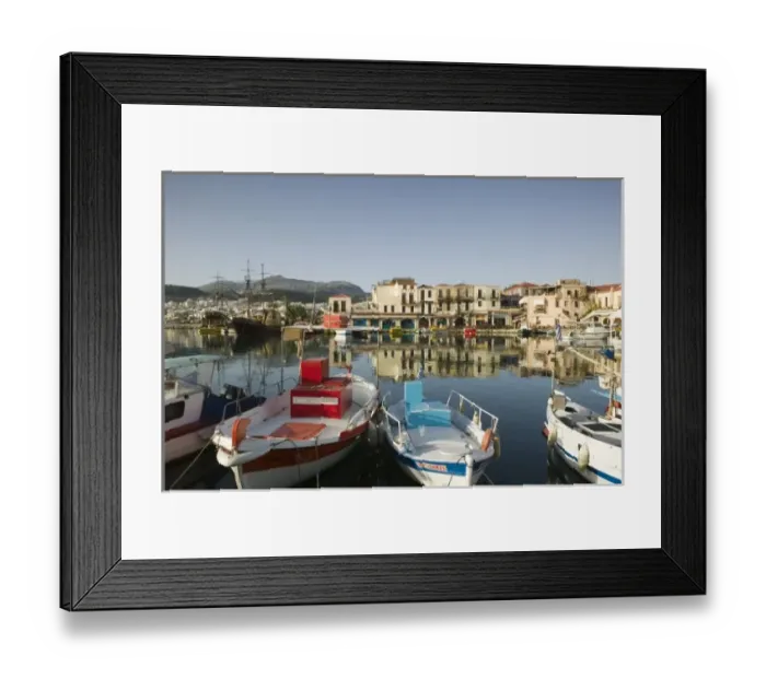 Framed Print : GREECE, CRETE, Rethymno Province, Rethymno: Venetian Harbor  /  Morning