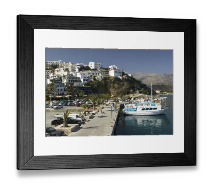 Framed Print : GREECE, CRETE, Rethymno Province, Agia Galini: Beach Resort on Mesara Bay, Harbor View Framed Print : GREECE, CRETE, Rethymno Province, Agia Galini: Beach Resort on Mesara Bay, Harbor View