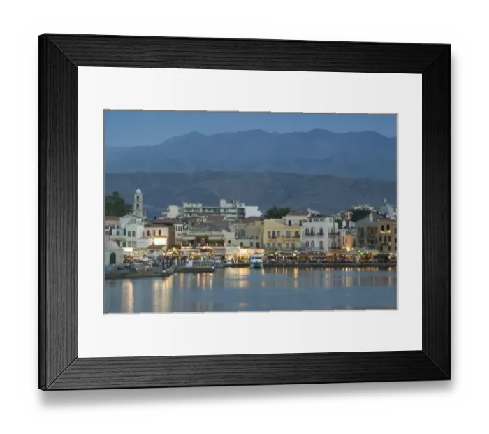 Framed Print : GREECE, CRETE, Hania Province, Hania: Dusk / Evening at the Venetian Port Framed Print : GREECE, CRETE, Hania Province, Hania: Dusk / Evening at the Venetian Port