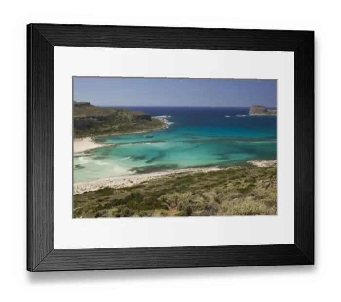 Framed Print : GREECE, CRETE, Hania Province, Gramvousa Peninsula: Balos Beach Aerial View