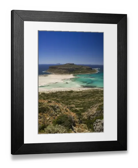 Framed Print : GREECE, CRETE, Hania Province, Gramvousa Peninsula: Balos Beach Aerial View Framed Print : GREECE, CRETE, Hania Province, Gramvousa Peninsula: Balos Beach Aerial View