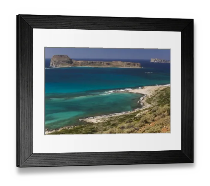 Framed Print : GREECE, CRETE, Hania Province, Gramvousa Peninsula: Balos Beach Coast View