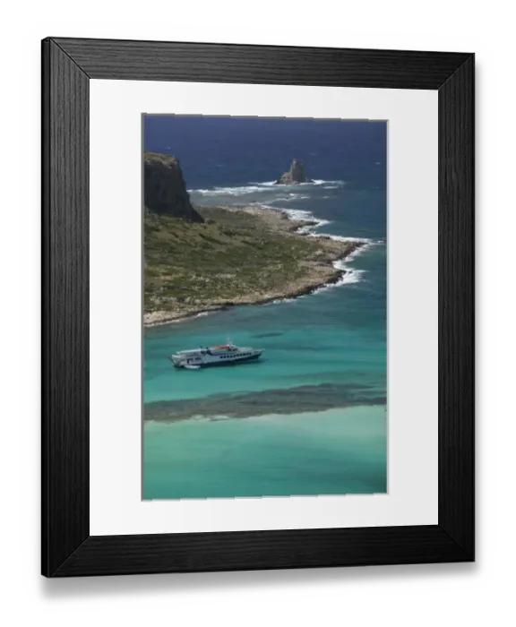Framed Print : GREECE, CRETE, Hania Province, Gramvousa Peninsula: Balos Beach Aerial View Framed Print : GREECE, CRETE, Hania Province, Gramvousa Peninsula: Balos Beach Aerial View