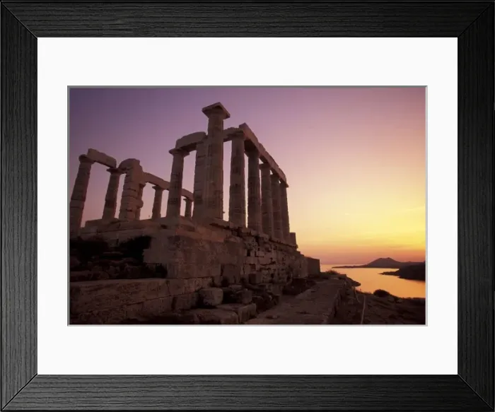 Framed Print : Greece, Attica, Cape Sounion. Temple of Poseidon at sunset Framed Print : Greece, Attica, Cape Sounion. Temple of Poseidon at sunset