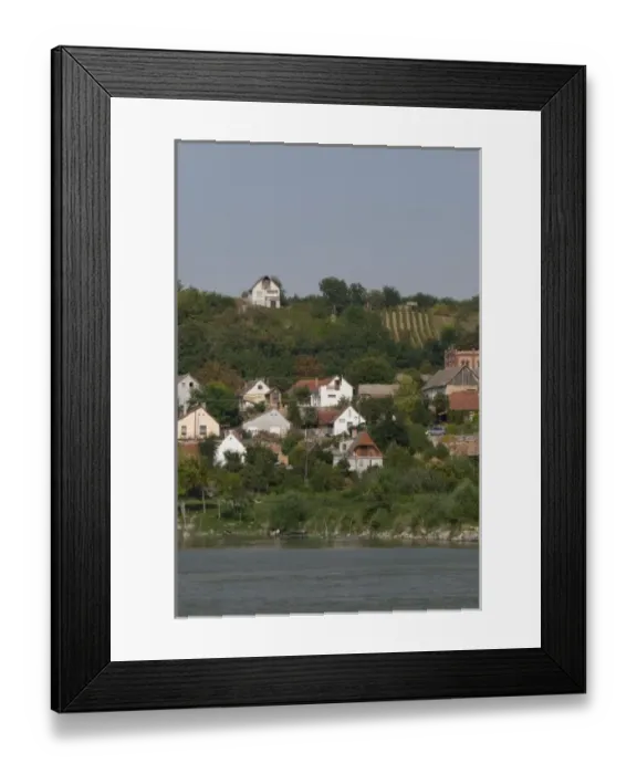Framed Print : Hungary. Danube River view near Kalocsa. Typical homes and small vineyard Framed Print : Hungary. Danube River view near Kalocsa. Typical homes and small vineyard
