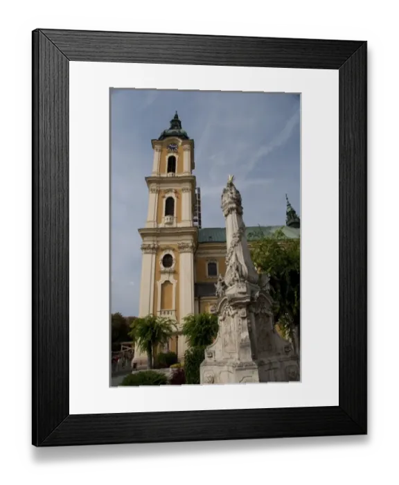 Framed Print : Hungary, Kalocsa. Historic baroque Kalocsa Cathedral, exterior. Memorial column Framed Print : Hungary, Kalocsa. Historic baroque Kalocsa Cathedral, exterior. Memorial column