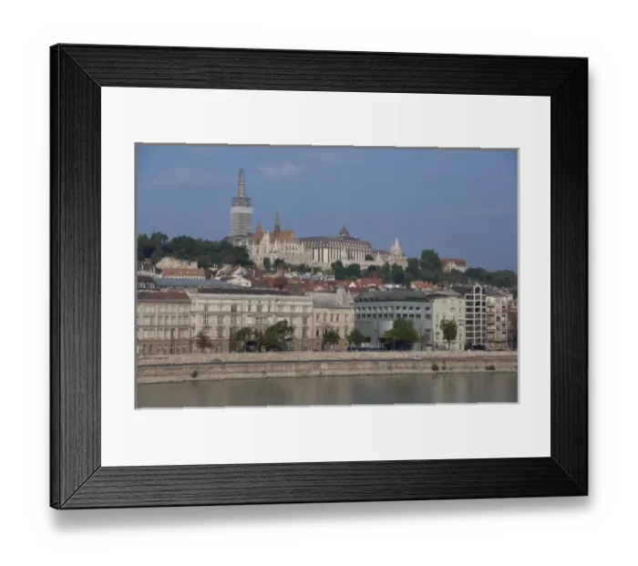 Framed Print : Hungary, Budapest. Early morning view from Pest across the Danube River to Castle Hill area of Buda
