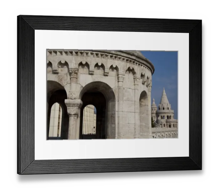 Framed Print : Hungary, capital city of Budapest. Buda, Castle Hill, castle towers of the Fishermens Bastion
