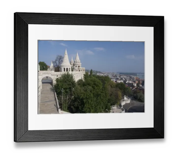 Framed Print : Hungary, Budapest. Buda, Castle Hill, castle towers of the Fishermens Bastion Framed Print : Hungary, Budapest. Buda, Castle Hill, castle towers of the Fishermens Bastion