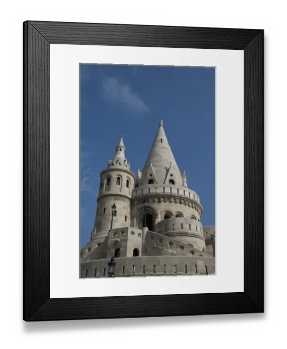 Framed Print : Hungary, capital city of Budapest. Buda, Castle Hill, castle towers of the Fishermens Bastion Framed Print : Hungary, capital city of Budapest. Buda, Castle Hill, castle towers of the Fishermens Bastion