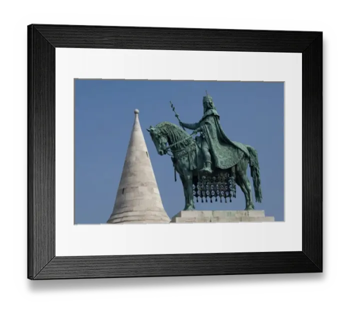 Framed Print : Hungary, Budapest. Buda, Castle Hill, statue of King Stephen, the first king of Hungary
