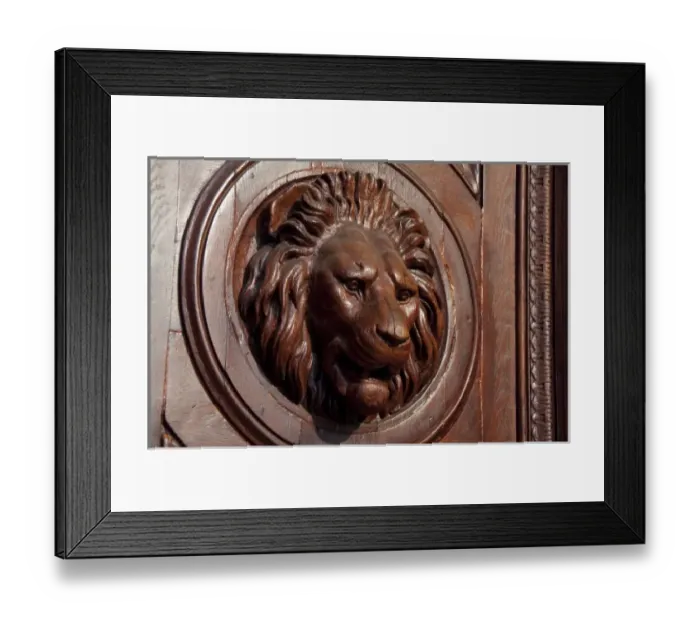 Framed Print : Hungary, capital city of Budapest. Historic wooden door detail