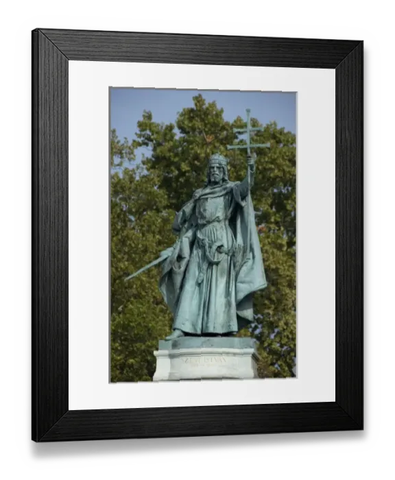 Framed Print : Hungary, Budapest, Pest. Historic Heros Square (aka Hosok tere). Statue of St Framed Print : Hungary, Budapest, Pest. Historic Heros Square (aka Hosok tere). Statue of St