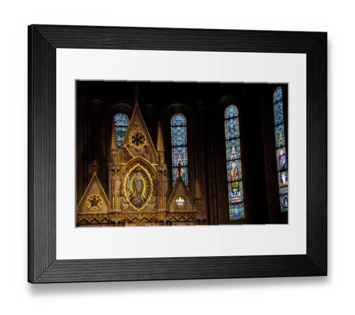 Framed Print : Hungary, Budapest, Buda. Castle Hill, Altar of Roman Catholic St. Matthias church (aka St Framed Print : Hungary, Budapest, Buda. Castle Hill, Altar of Roman Catholic St. Matthias church (aka St