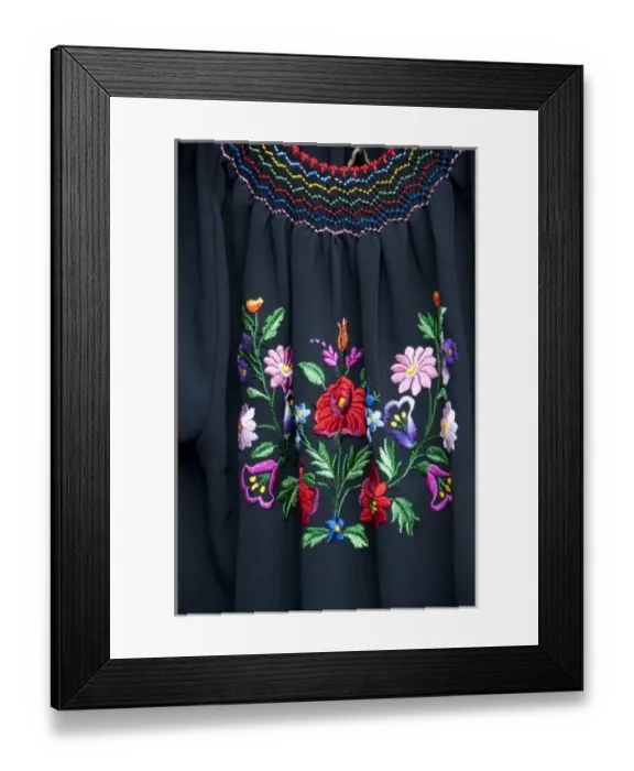 Framed Print : Hungary, capital city of Budapest. Buda, Castle Hill, typical embroidered Hungarian blouse Framed Print : Hungary, capital city of Budapest. Buda, Castle Hill, typical embroidered Hungarian blouse