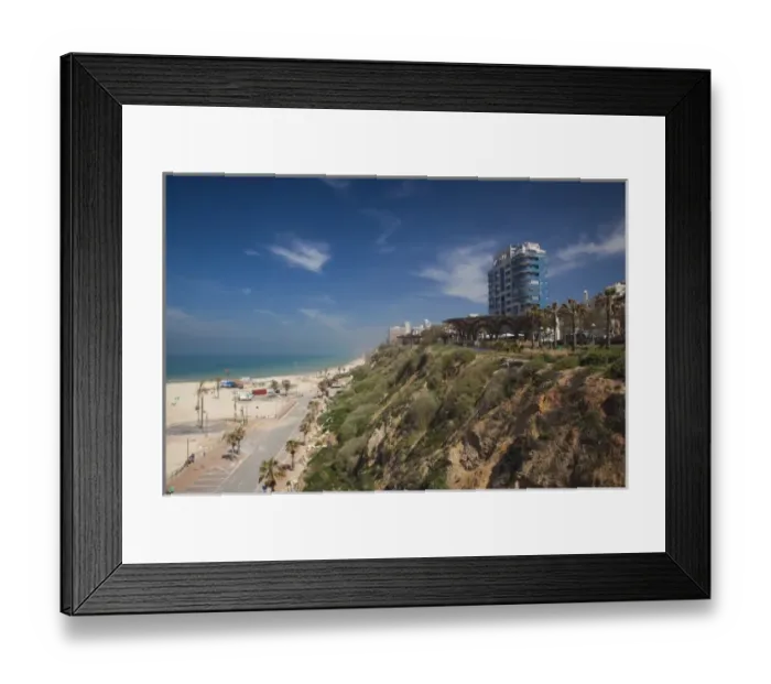 Framed Print : Israel, North Coast, Netanya, elevated beach view Framed Print : Israel, North Coast, Netanya, elevated beach view