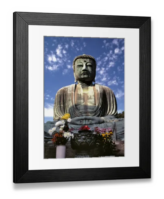 Framed Print : Japan, Kanagawa Pref. Kamakura. The statue of the Great Buddha, or Diabutsu, in Framed Print : Japan, Kanagawa Pref. Kamakura. The statue of the Great Buddha, or Diabutsu, in