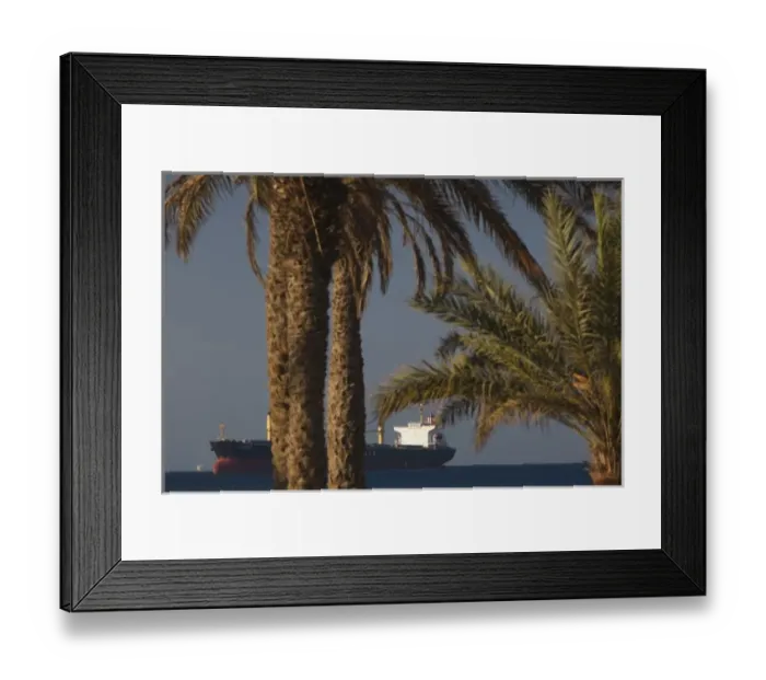 Framed Print : Israel, The Negev, Eilat, beach view of Eilat Port Framed Print : Israel, The Negev, Eilat, beach view of Eilat Port
