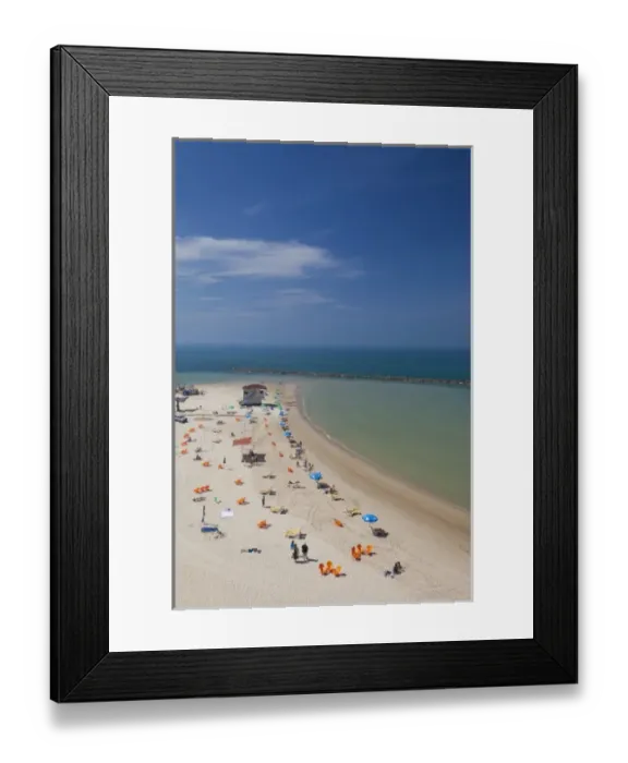 Framed Print : Israel, North Coast, Netanya, elevated beach view