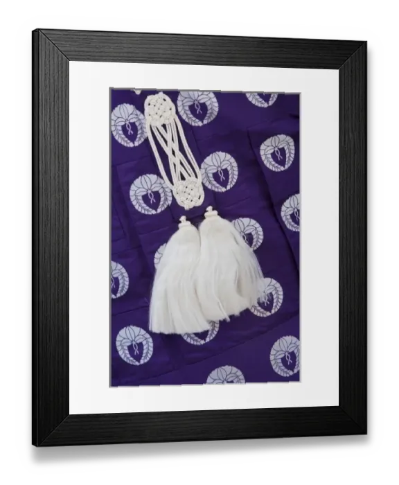 Framed Print : Japan, Honshu island, Nara, silk bag worn by Buddhist monk at Kofukuji Temple, a U Framed Print : Japan, Honshu island, Nara, silk bag worn by Buddhist monk at Kofukuji Temple, a U