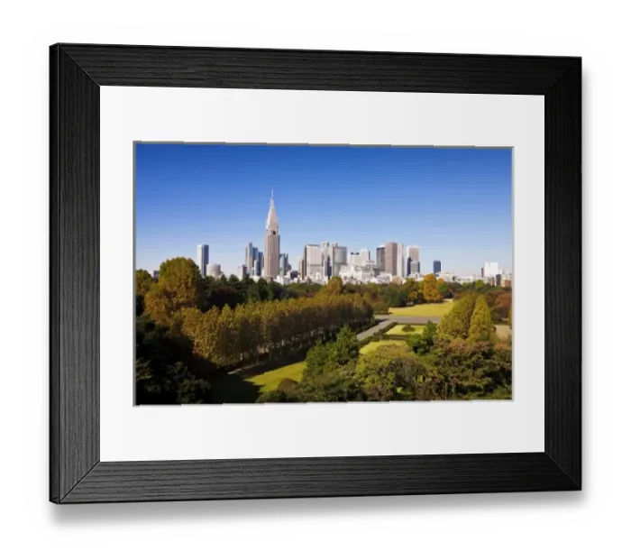Framed Print : Japan. Tokyo. Shinjuku District Skyline and Shinjuku Gyoen Garden