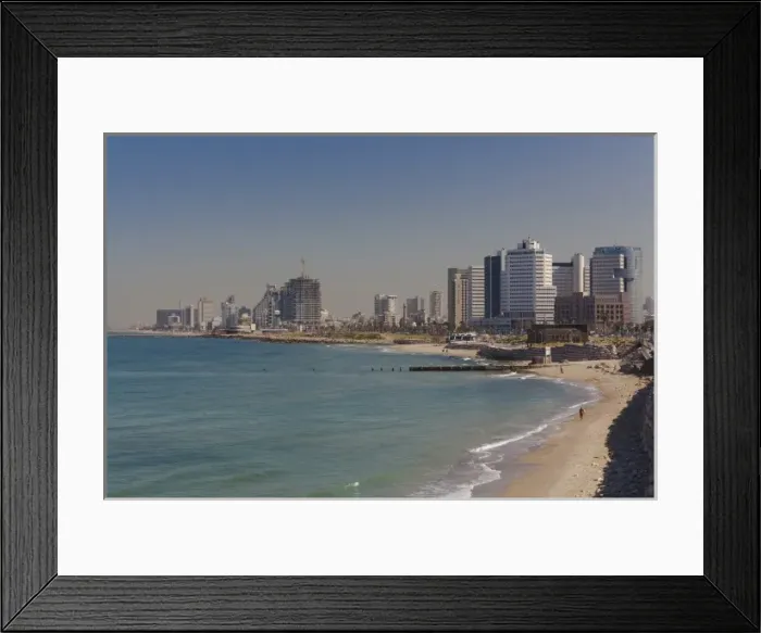 Framed Print : Israel, Tel Aviv, beachfront buildings, morning Framed Print : Israel, Tel Aviv, beachfront buildings, morning