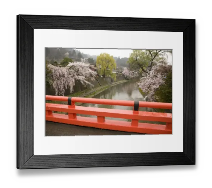 Framed Print : Japan, Gifu prefecture, Takayama (also known as Hida-Takayama), red Nakabashi Bridge Framed Print : Japan, Gifu prefecture, Takayama (also known as Hida-Takayama), red Nakabashi Bridge