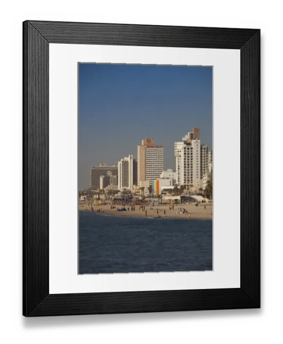 Framed Print : Israel, Tel Aviv, beachfront hotels, late afternoon Framed Print : Israel, Tel Aviv, beachfront hotels, late afternoon