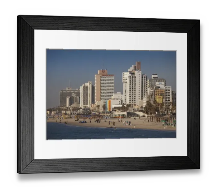 Framed Print : Israel, Tel Aviv, beachfront hotels, late afternoon Framed Print : Israel, Tel Aviv, beachfront hotels, late afternoon