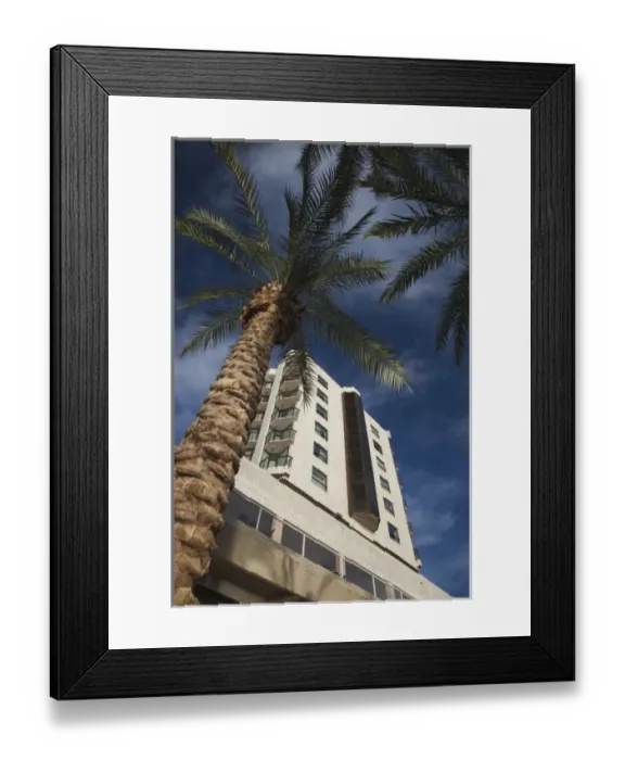 Framed Print : Israel, The Galilee, Tiberias, waterfront hotel and palm trees Framed Print : Israel, The Galilee, Tiberias, waterfront hotel and palm trees