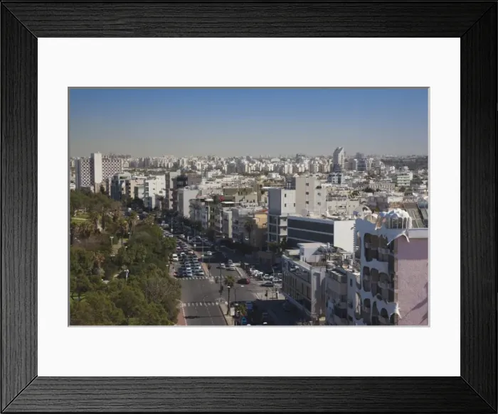 Framed Print : Israel, Tel Aviv, elevated city view of HaYarkon Street Framed Print : Israel, Tel Aviv, elevated city view of HaYarkon Street