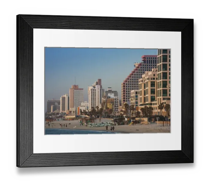 Framed Print : Israel, Tel Aviv, beachfront, hotels, dusk Framed Print : Israel, Tel Aviv, beachfront, hotels, dusk