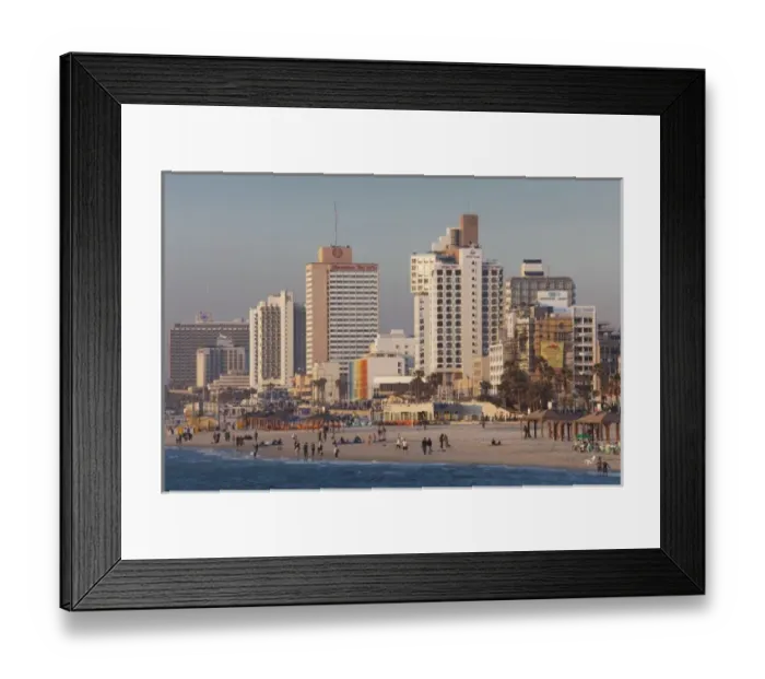 Framed Print : Israel, Tel Aviv, beachfront, hotels, late afternoon Framed Print : Israel, Tel Aviv, beachfront, hotels, late afternoon