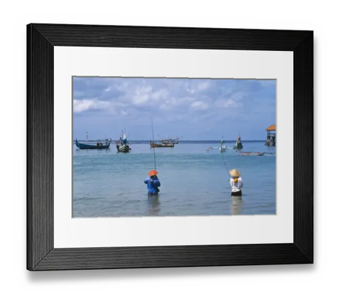 Framed Print : Asia, Indonesia, Bali, Jimbaran fishing village. Balinese fishing with colorful jukungs Framed Print : Asia, Indonesia, Bali, Jimbaran fishing village. Balinese fishing with colorful jukungs